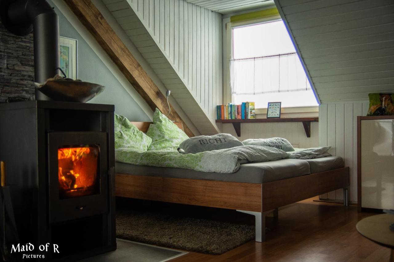 Hof Vierzehnender Im Hohen Venn - 70Qm Fachwerk-Studio - Grosses Wohn-Schlafzimmer Mit Dachterrasse Und Kaminofen - Separate Kueche - Perfekt Fuer Paare - Monschau - Eifel - Hunde Willkommen - Islandpferde 外观 照片
